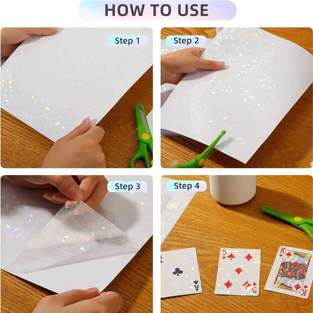 10 Sheets A4 Clear Cold Lamination Film Transparent Overlay Adhesive Holographic Paper Sticker A4 Waterproof Laminating Sheets - 3