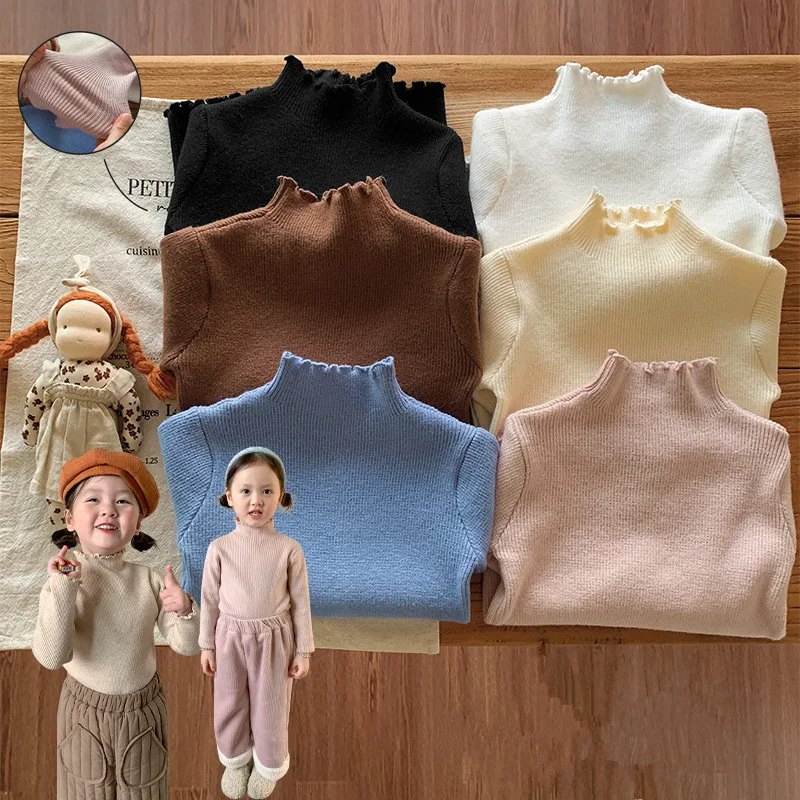 Children Baby Turtleneck Sweater Knitted Autum Winter Boy Girl Clothes Round Neck Kid Toddler Girl Boy Pullover Baby Outerwear