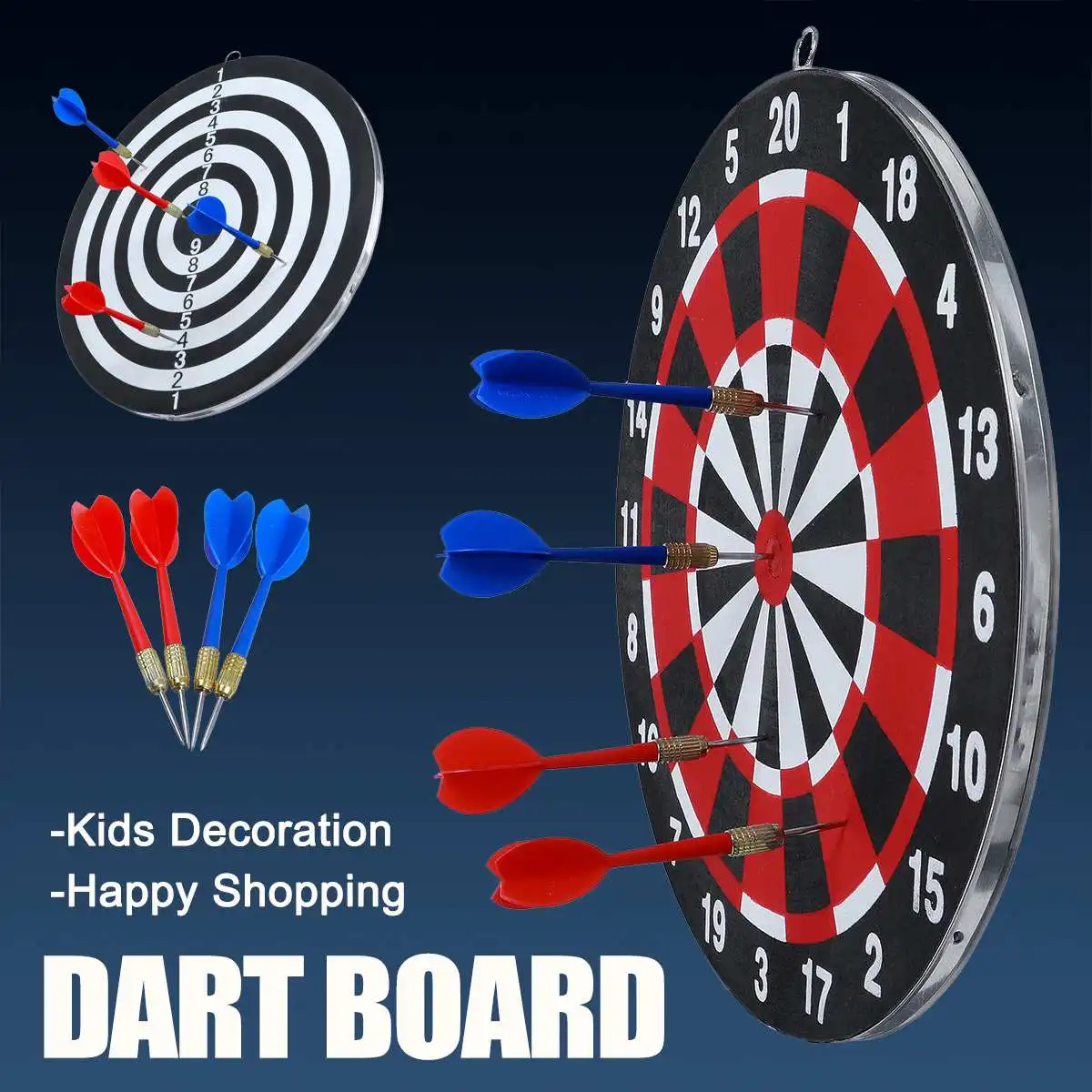 

12 Inch(30CM) Dart Board Double Sided Hanging Dart Target Game Board Target Dart Safety Kids Adults Toys Dart Dart with 4 Darts