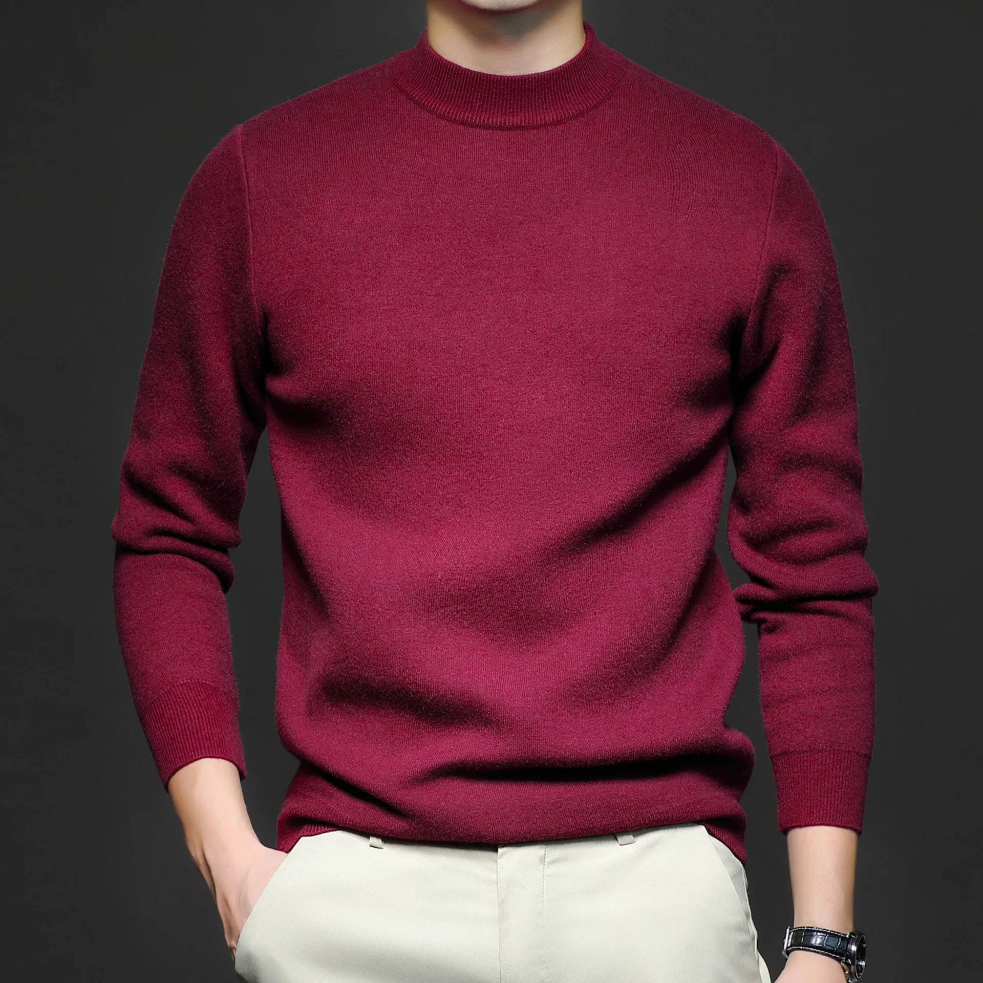 Y2k Autumn Winter Mens Black Pullover Sweater Fashion Casual Slim Fit O-Neck Knitted Oversize Man Streetwear Knitwear Pull Homme 3