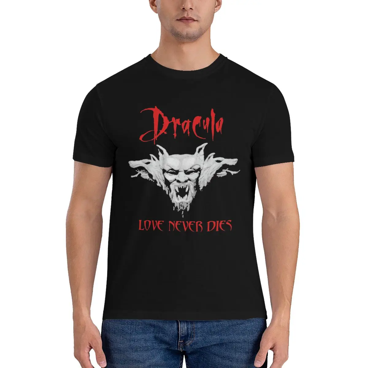 

Футболки с Дракулой, брамом, стокером, надписью Love Never Dies, Дракула хор, готические классные футболки, футболка с круглым вырезом, потрясающие футболки, мужской принт