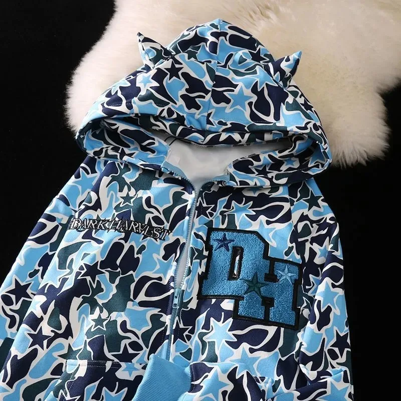 

Cross border autumn and winter new plush ear sweater Hoodie super couple street