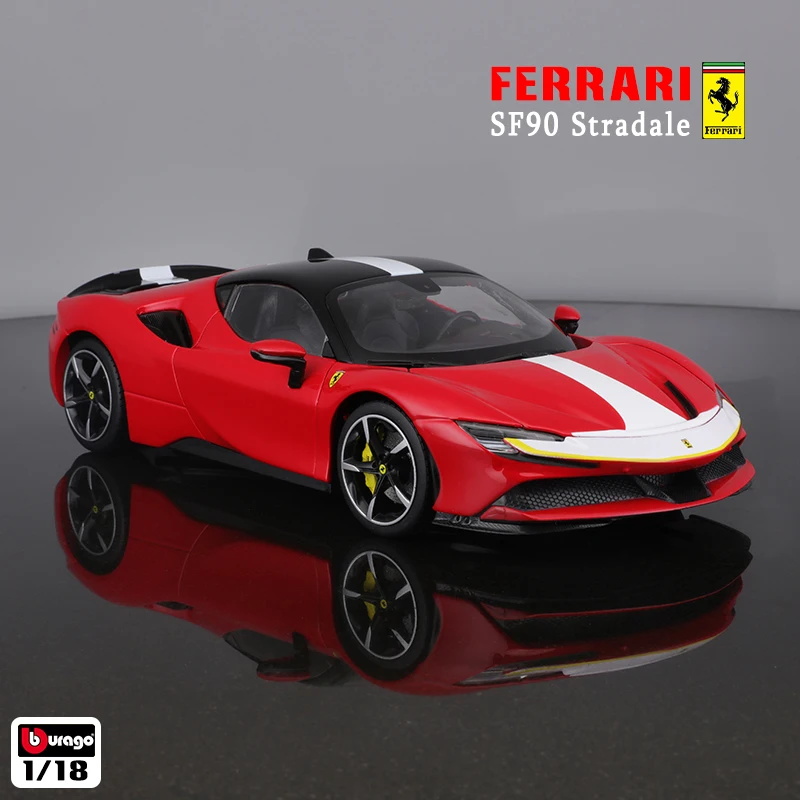 Bburago 1:18 Ferrari SF90 STRADALE ASSETTO FIORANO Hardcover Simulation Alloy Car Model Collect gifts toy bburago 1 43 f1 2019 ferrari sf90 with frame signed edition formula one racing alloy simulation car model collect gifts toy