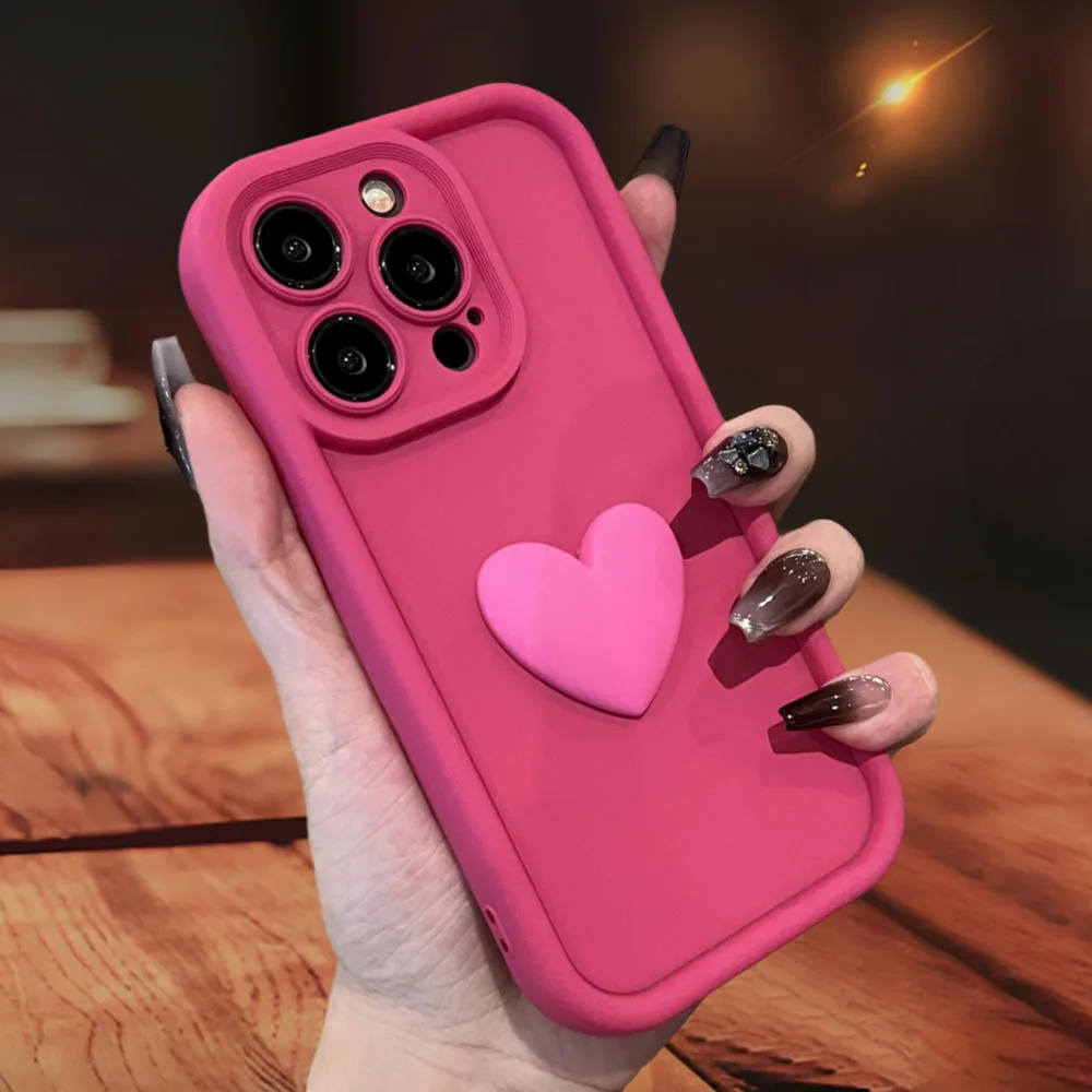 Cute Love Heart Matte Shockproof Phone Case with Enhanced Protection