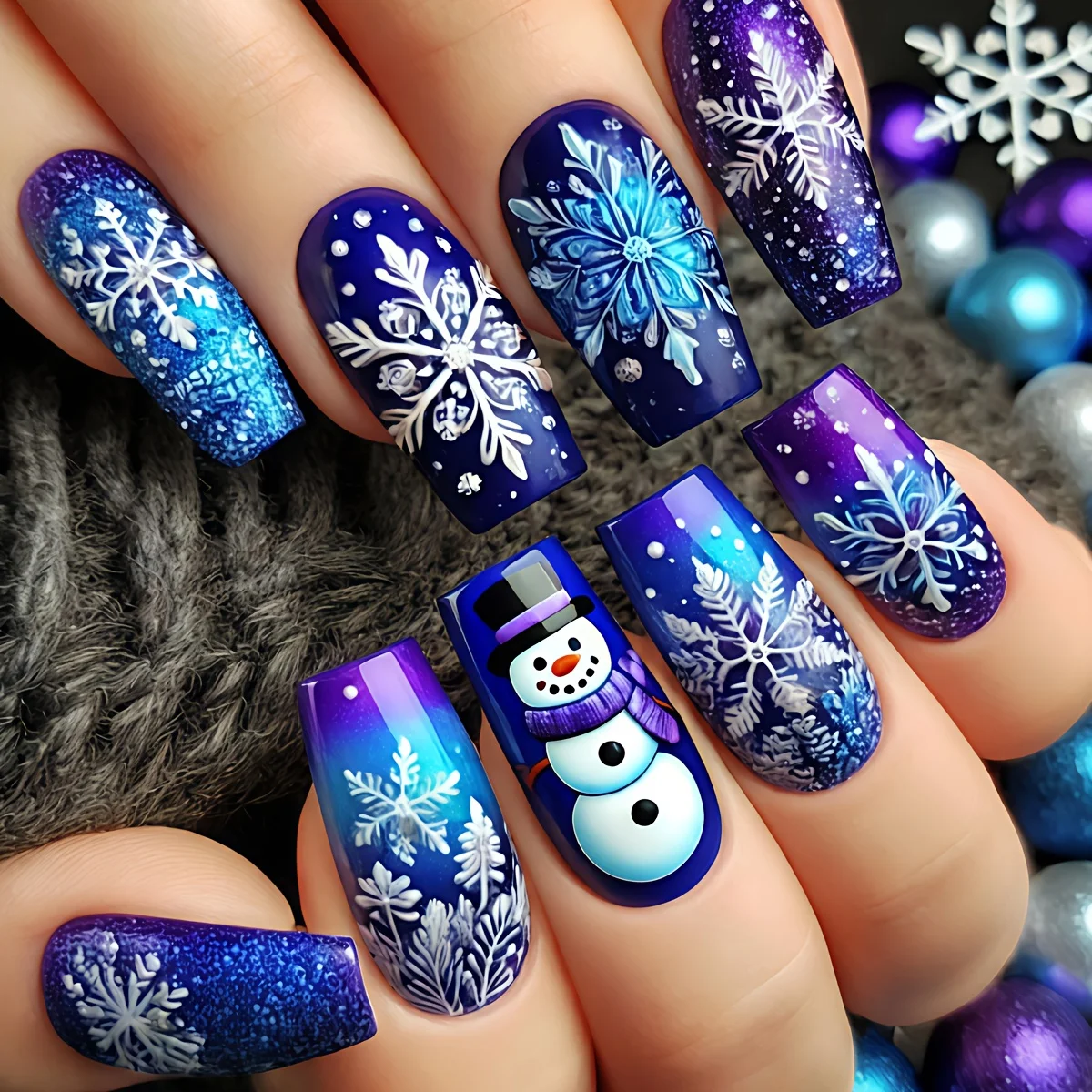 Christmas nail stickers – medium-length, glossy 1