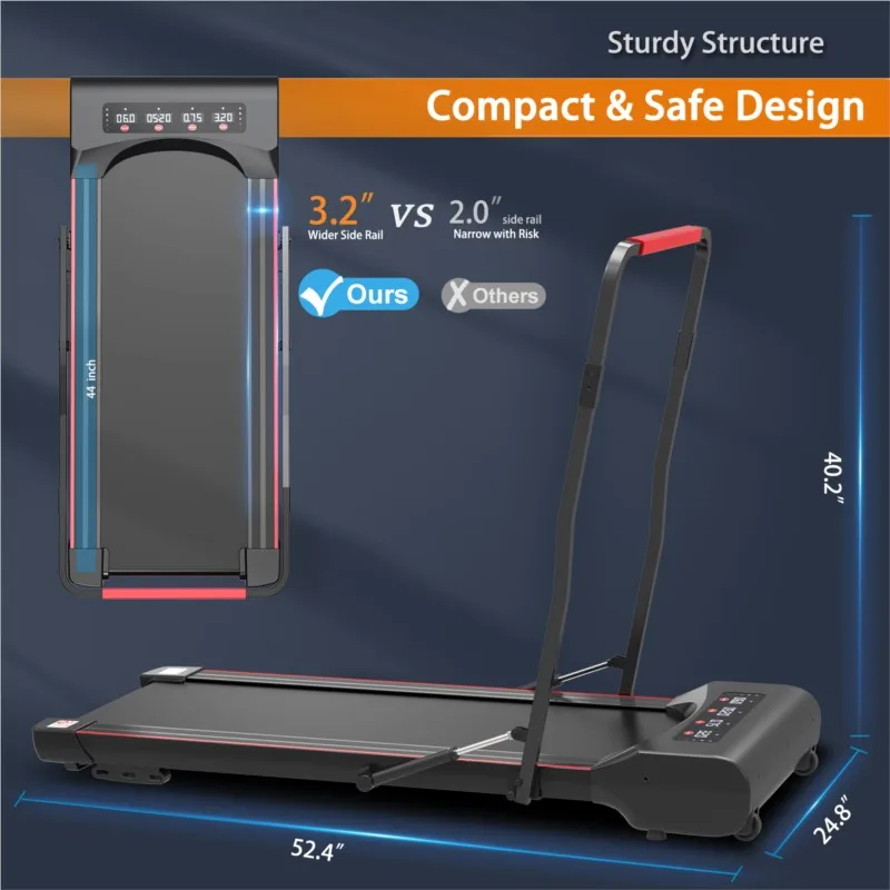 US Stock Under Desk Walking Pad Treadmill Foldable with Handlebar Remote Controll 300 LB Capacity electric treadmill