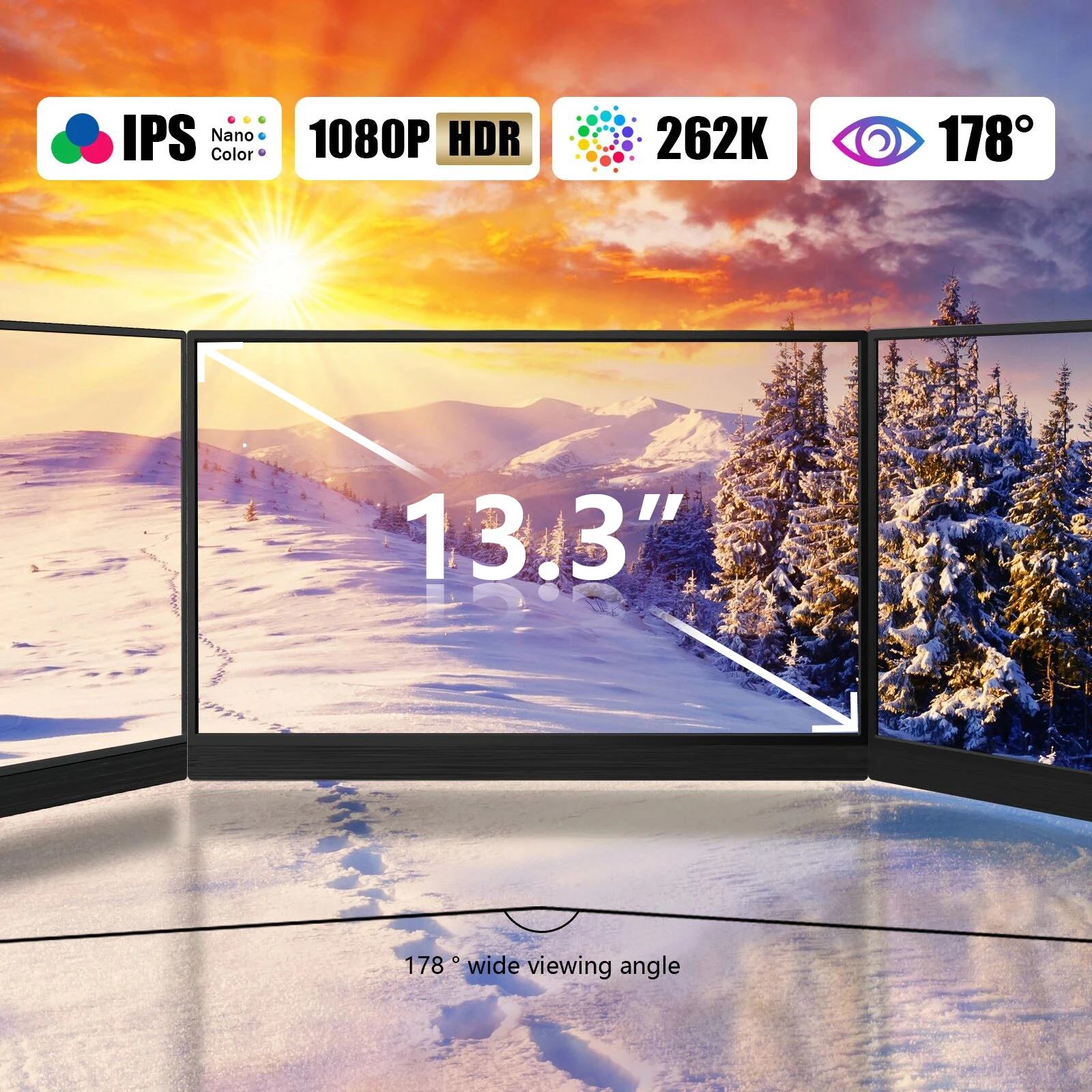 Bimawen ޴ ,  Ʈ , HDMI ǻ ÷, HDR IPS ̹ , Ŀ  Ŀ , 13.3 ġ, 1080P