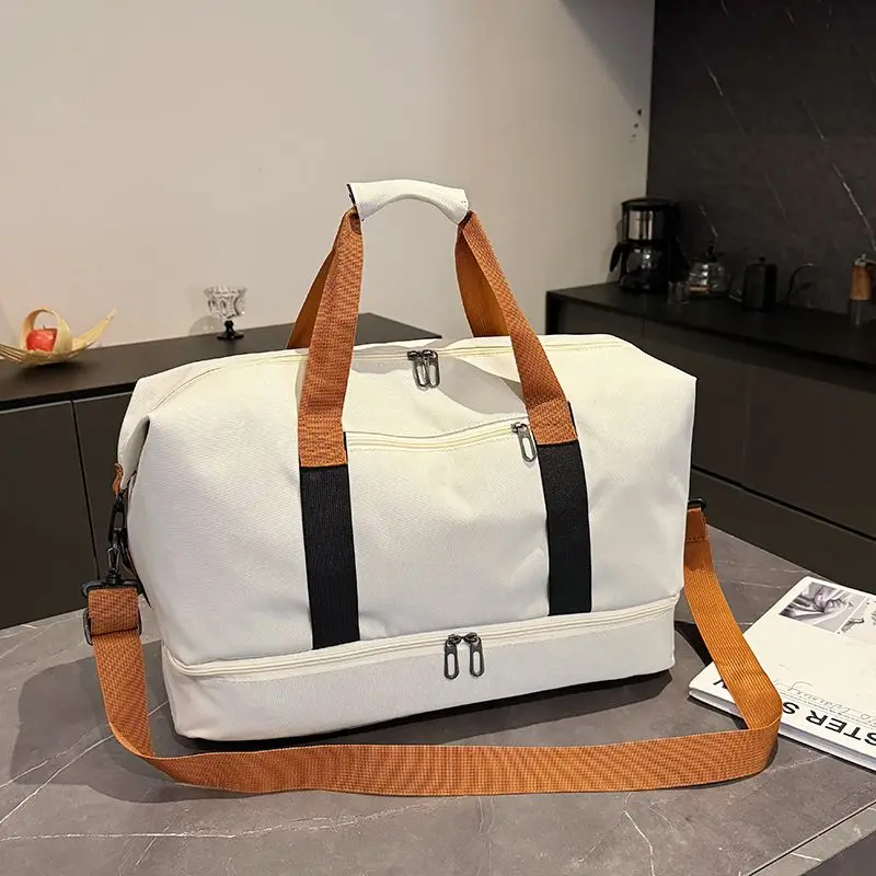Portable Travel Gym Bag with Shoe Compartment and Shoulder Strap