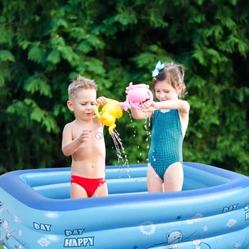 Piscine gonfiabili per bambini rettangolo portatile Baby Ball Pit Pool Indoor Outdoor 3 anelli Cartoon stampato per bambini adulti in famiglia 1