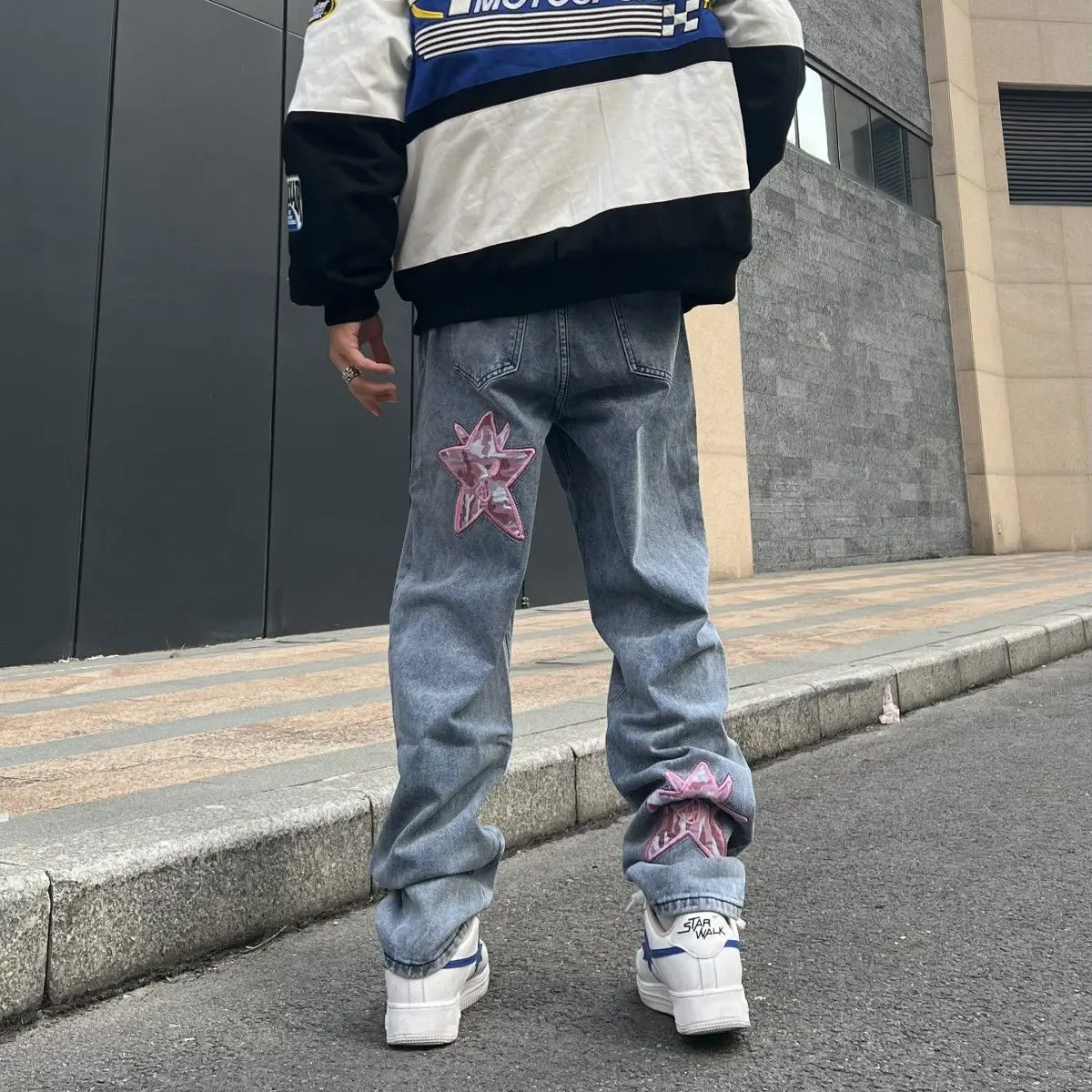 Letter Print Hip Hop Style Baggy Jeans, Men's Kpop Casual Vintage Street  Style Denim Pants - Temu