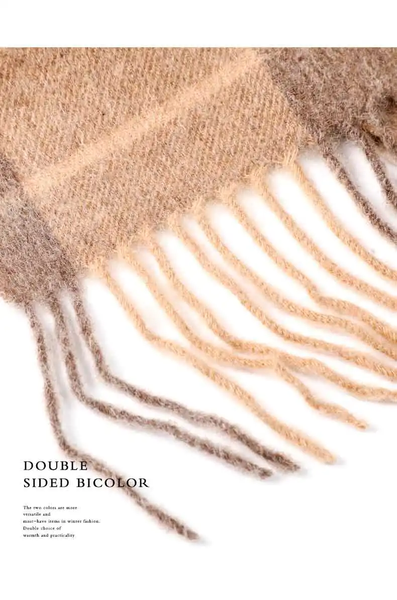 2025 Winter Männer Plaid Schal Wolle Kaschmir Schals für Frauen Echarpe Foulard Femme lange Wolle Pashmina Schal Schals Business Schal – Detail 7