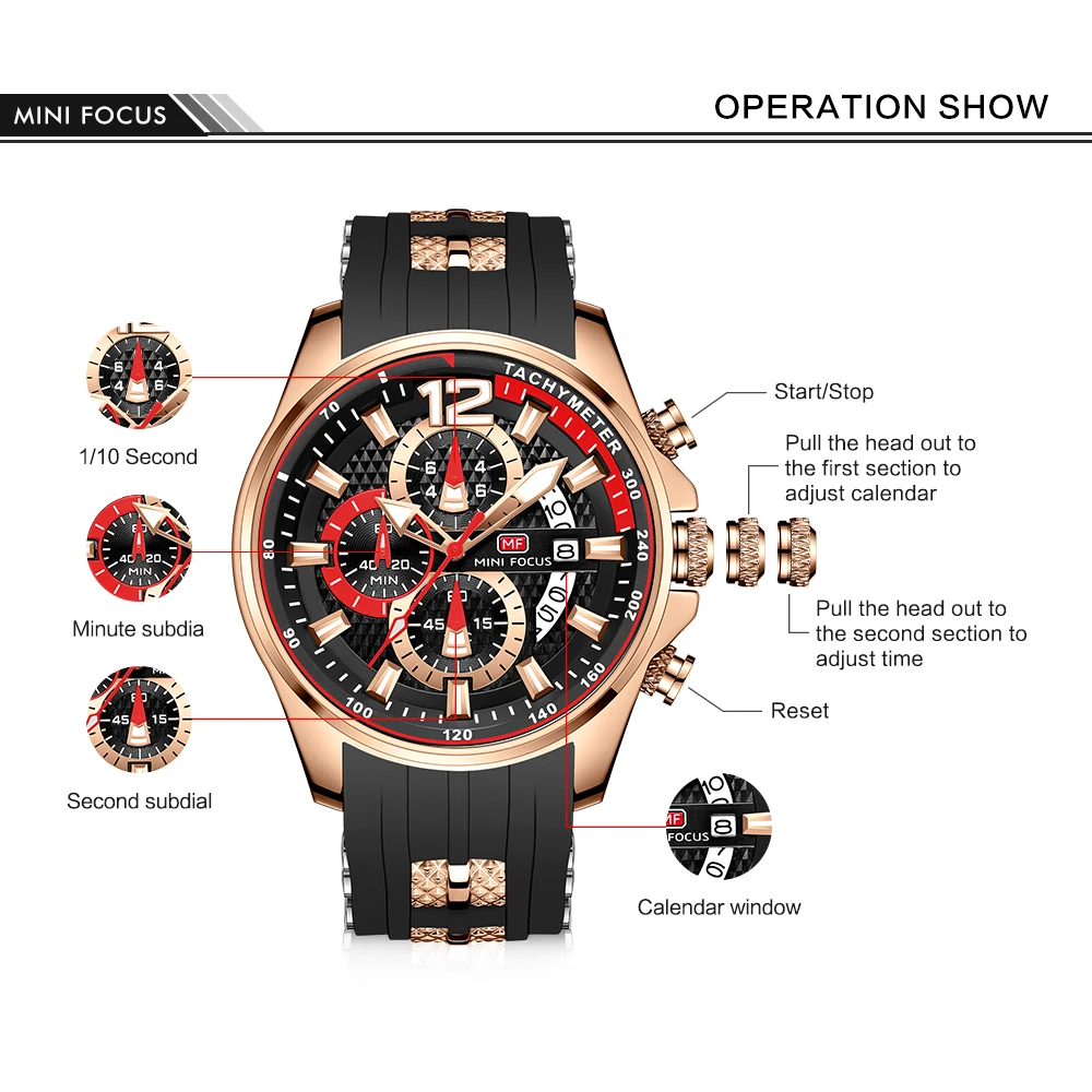 MINI FOCUS quartzhorloge voor heren Waterdicht_voghion.com