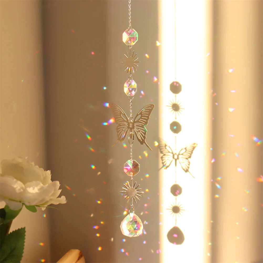 Sun Catchers Crystal Windchime Handmade Sun Catchers Hanging Ornament Devil Eye Prisms Rainbow Chaser Home Bedroom Decoration Dream Catcher