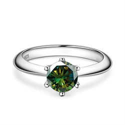 Elegant Certified Moissanite Solitaire Ring for Women - Exquisite Engagement, Promise, and Wedding Jewelry (Dark green)