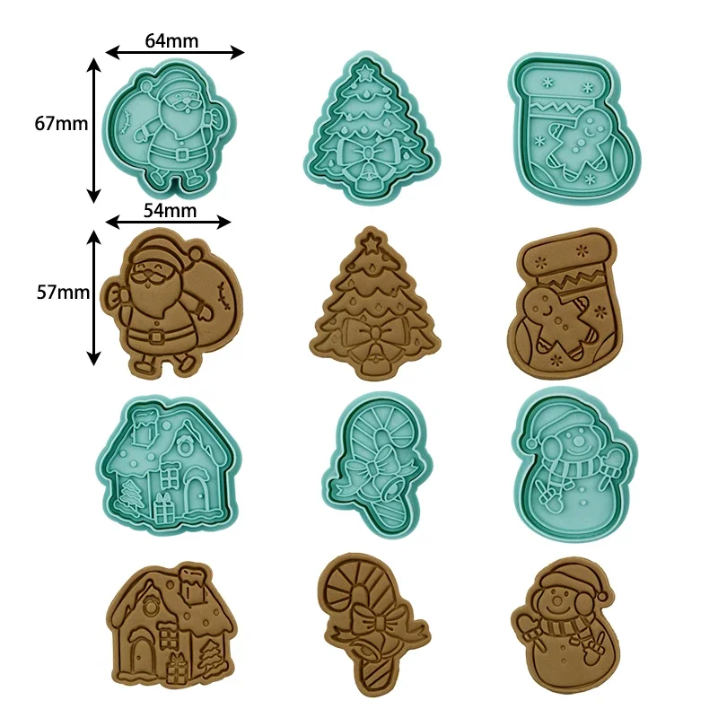 6Pcs Christmas Cookie Cutters Set Santa Snowflake Bell Fondant Embossed Stamp DIY Baking Mold Christmas Party Supplies cookie cutter baking mold cookie mould baking decorating tools cookie maker press kit