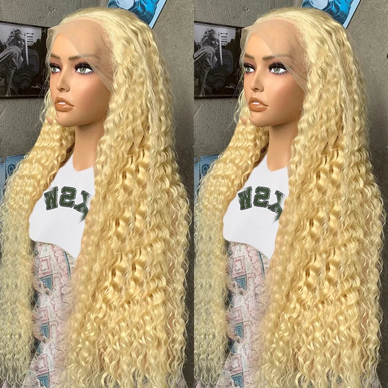 

30 Inch Loose Deep Wave 613 Honey Blonde Human Hair Wigs 13x6 HD Transparent Lace Frontal Wig Brazilian 13x4 Curly Colored Wigs