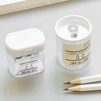 Portable Double Holes Sharpener Clear Round Pencil Sharpener Gift Fo Students 1