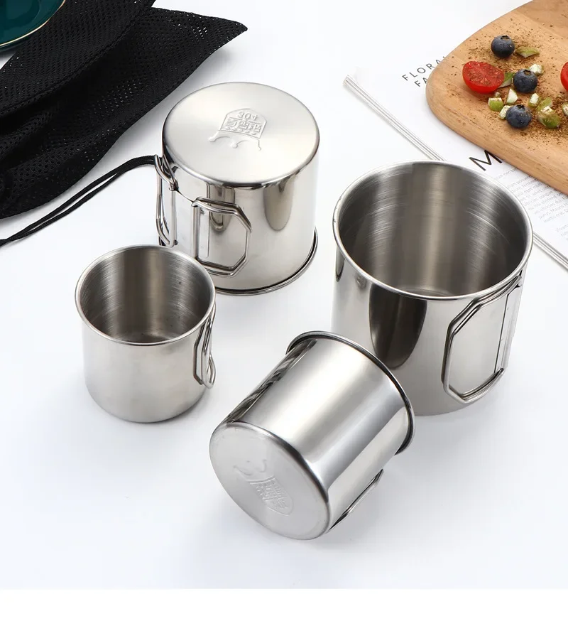 Outdoor Stainless Steel Cup Tourist Tableware Picnic Utensils Kitchen Equipment Travel Cooking Set Cookware Hiking