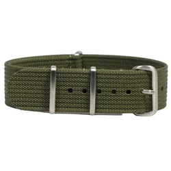 Rugged Retro Ribbed Nylon Military Watch Strap - 22mm (Army green)