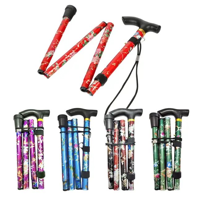 Portable Folding Cane Collapsible Walking Stick Pole Mountaineering Crutches.