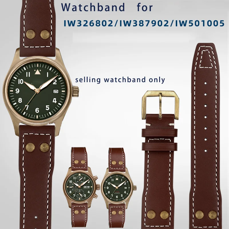 20Mm 21Mm 22Mm Cinturino In Bronzo Per Iwc Spitfire Fighter Pilot Dafei Series Accessori Per Cinturini Per Orologi In Vera Pelle Vintage