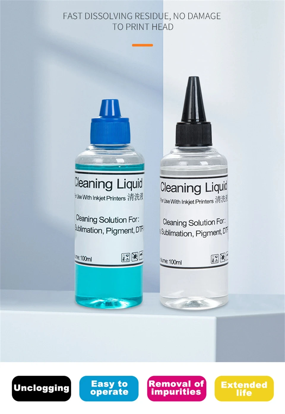 Description Picture 4 of item100ML Inkjet Printer Head Cleaning Kit Compatible With Epson Hp Brother Iconic Brand Nozzle & Printhead Cleaner For Printers