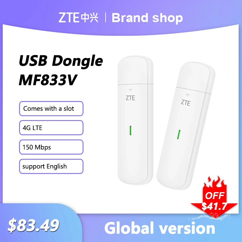 Zte mf833vワイヤレスWi-Fiルーター,USBドングル,150mbps,モバイル
