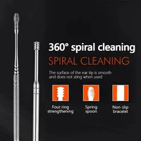 Outil efficace de nettoyage du cérumen, 6 pièces, avec cure-oreille en spirale et Curette d'oreille, outil de soins des oreilles pour un usage quotidien 5