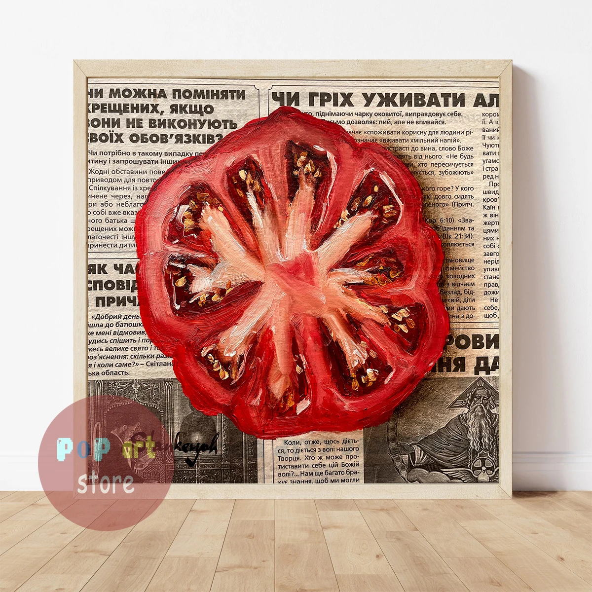 thumbnail image 1 of Pintura al óleo de frutas y verduras, póster artístico de periódico, impresión en lienzo, decoración artística de frutas, decoración estética para cocina y comedor, 1 of 5