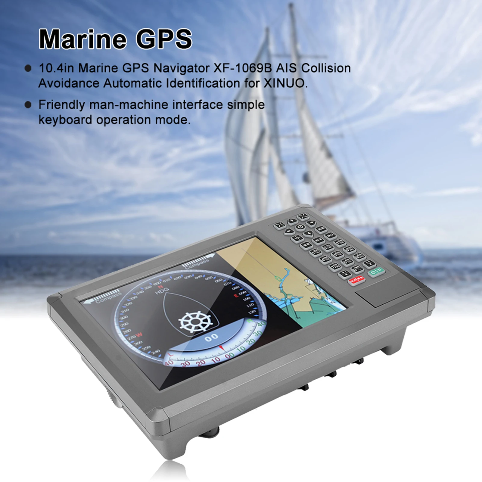 10.4in Marine AIS Class B GPS Navigator XF-1069B Collision Avoidance Automatic Identification for XINUO Marine Chart Plotter GPS