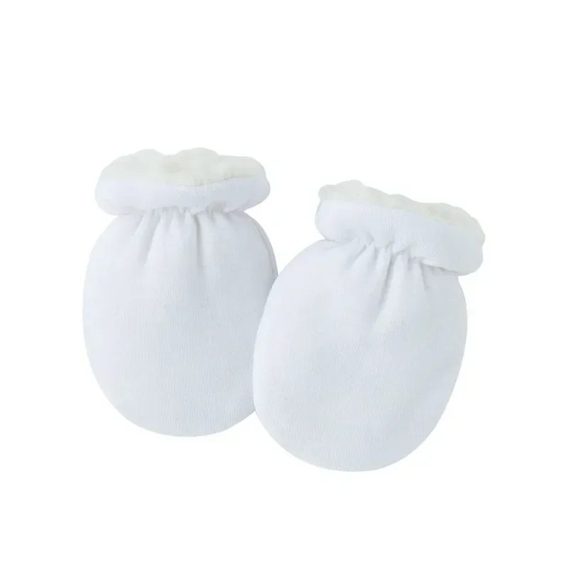 Warm Wool Furry Newborn Mittens Simplicity Solid Color Toddler Glove Autumn Winter Warm Thicken Anti-scratch Face Baby Glove 3