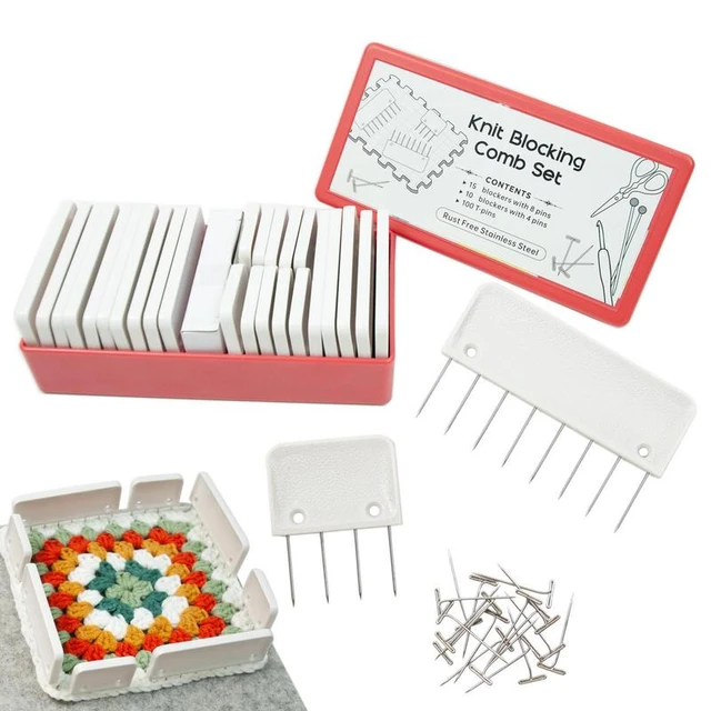 Blocking Pins Knit Blockers And Pin Kit Blocking Knitting Crochet Lace Or  Needlework Projects Extra 100 T-pins For Use With