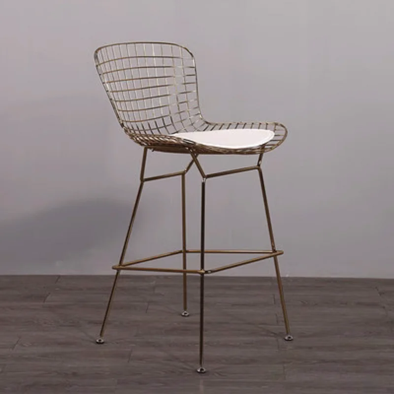 Backrest Metal Bar Chairs Modern Outdoor Industrial Fashion High Chairs Stainless Steel Waiting Restaurante Muebles Furniture