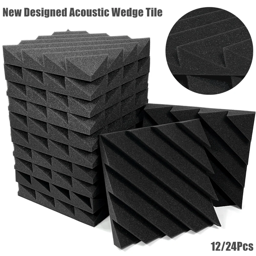 12/24Pcs New 12"x12"x2" Studio Acoustic Foam Wedge Tile Soundproof Foam