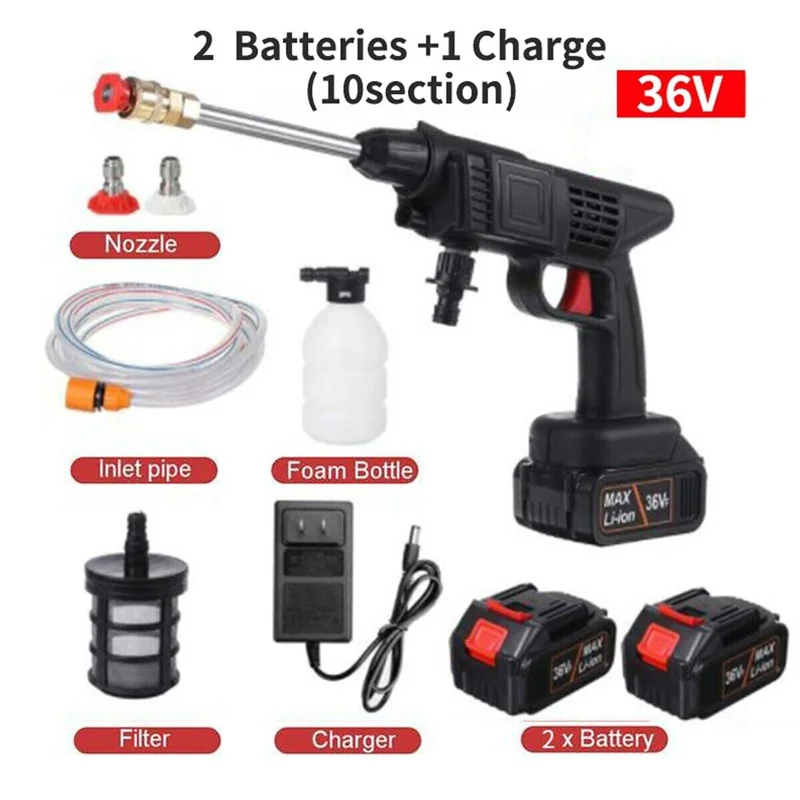 

500W 36V Wireless High Pressure Car Wash Washer Gun 20000mAh Household Portable Rechargeable High Pressure Water Spray Gun