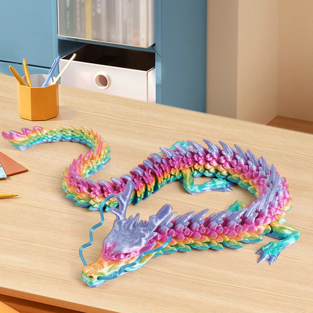 2Pcs 3D Printed Colored Desktop Dragon Ornament Wear Resist Conjoined Dragon Ornaments Multi-Purpose for Home Office Decor
