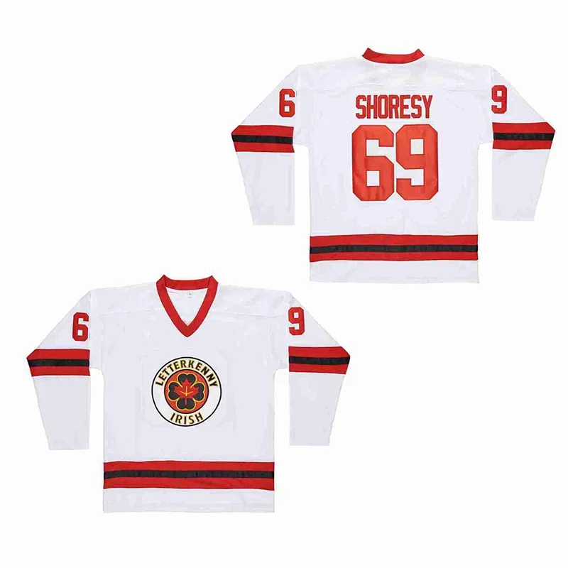 New Ice Hockey Jersey Letterkenny Irish 69# Shoresy Sewing Embroidery Outdoor Sportswear Jerseys High Quality Red White 2023 New