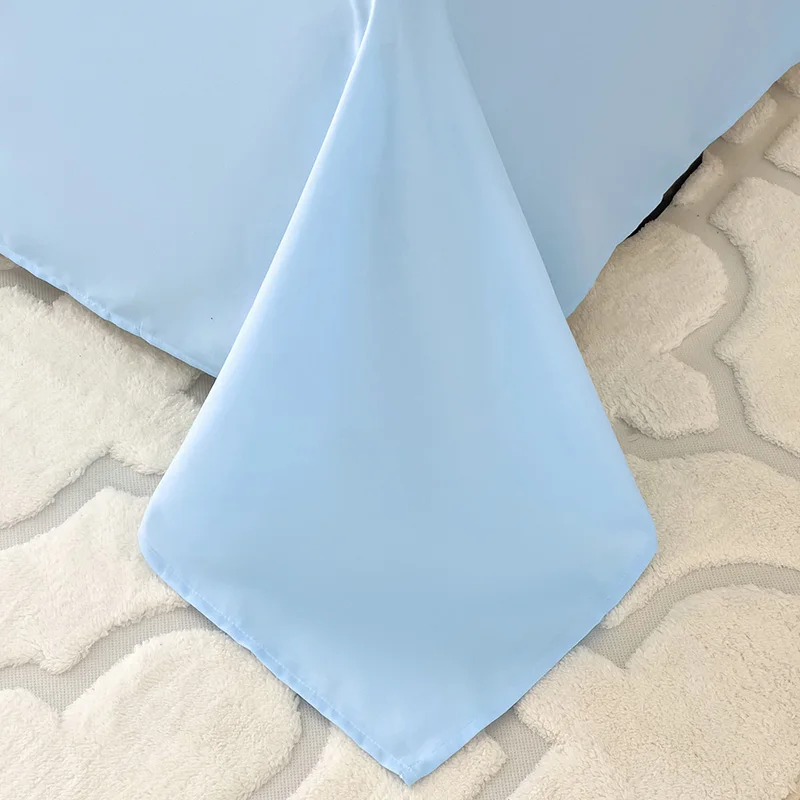 1 PC Lenzuolo blu cielo Lenzuolo piatto singolo / Queen / King per adulti Lenzuola lavate in tinta unita delicata sulla pelle П®стельное Белье - immagine 4