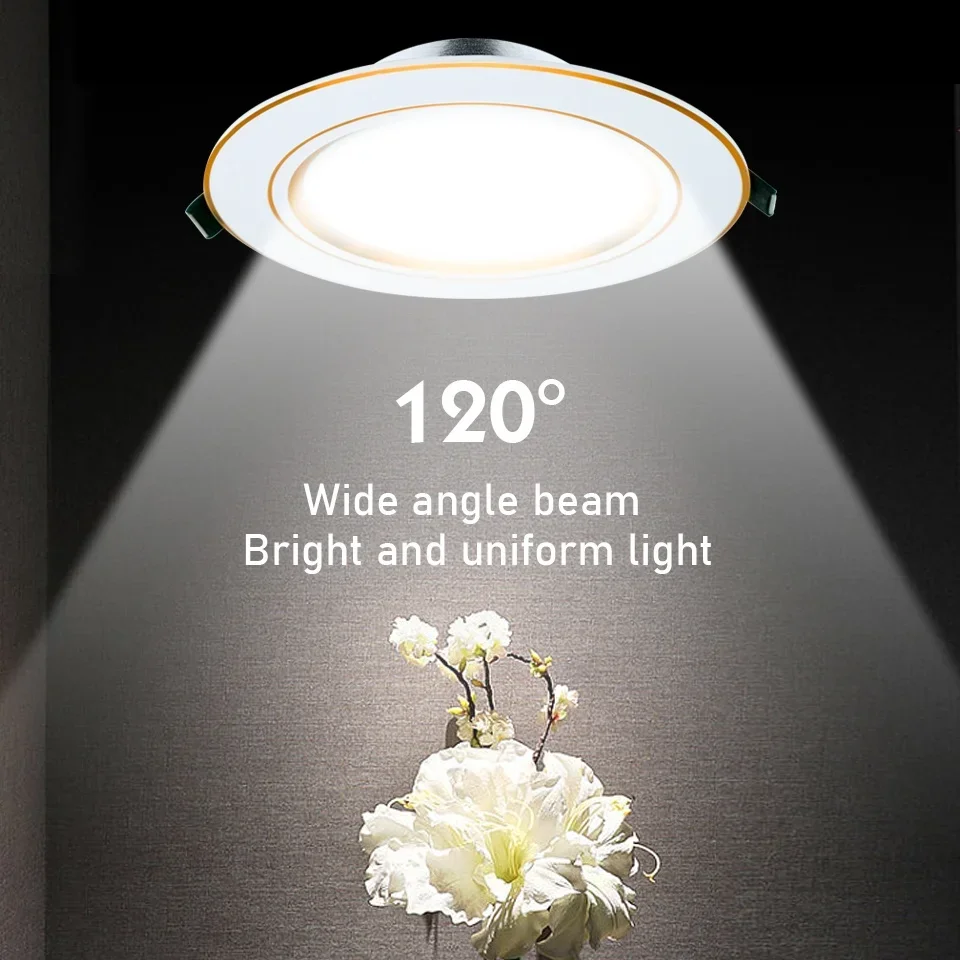 6pcs LED Downlight 110V 220V DC12V 24V 5W-18W Ceiling Light Recessed Round Panel Light Spotlight Indoor Lighting