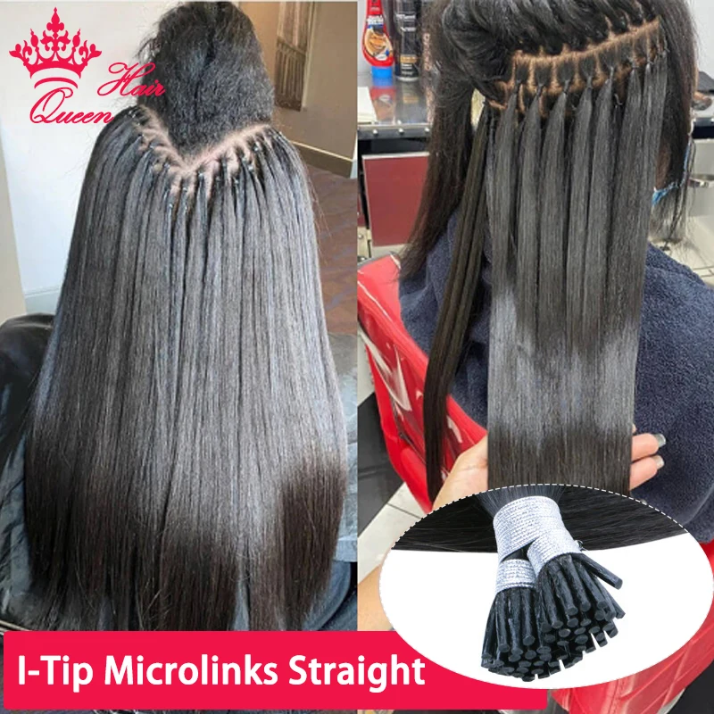 Tanio I Tip przedłużanie włosów proste mikrolinki brazylijskie dziewicze włosy sklep