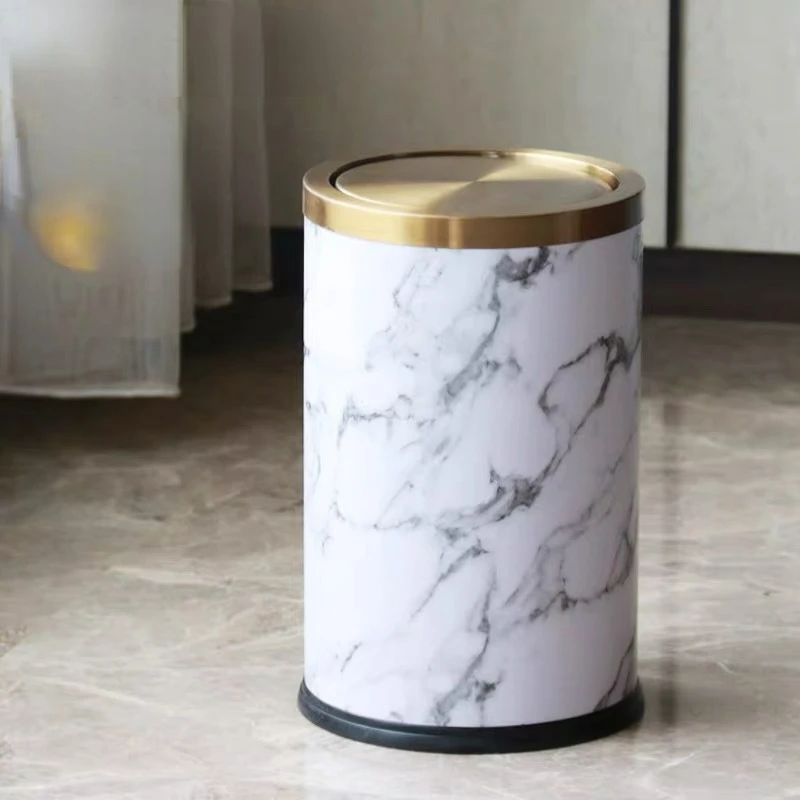 Luxury Gold Trash Can Bedroom Stainless Steel Home Office Bathroom ...