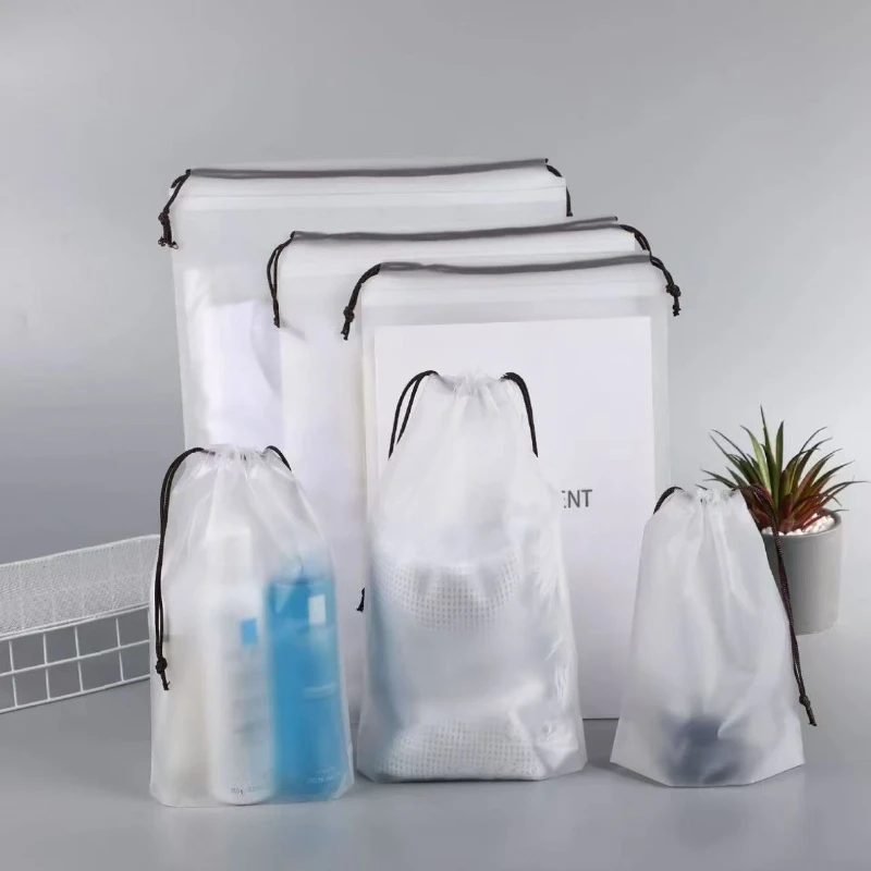 5/10PCS 휴대용 신발 보관 Drawstring 보관 가방 잡화 여행 메이크업 가방 방수 투명 플라스틱 보관 가방