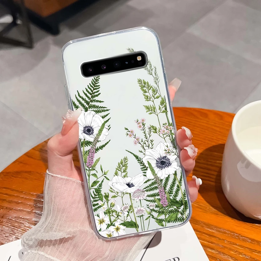 Romantic Rose Pattern Transparent TPU Silicone Anti-Slip Bumper Phone Cover