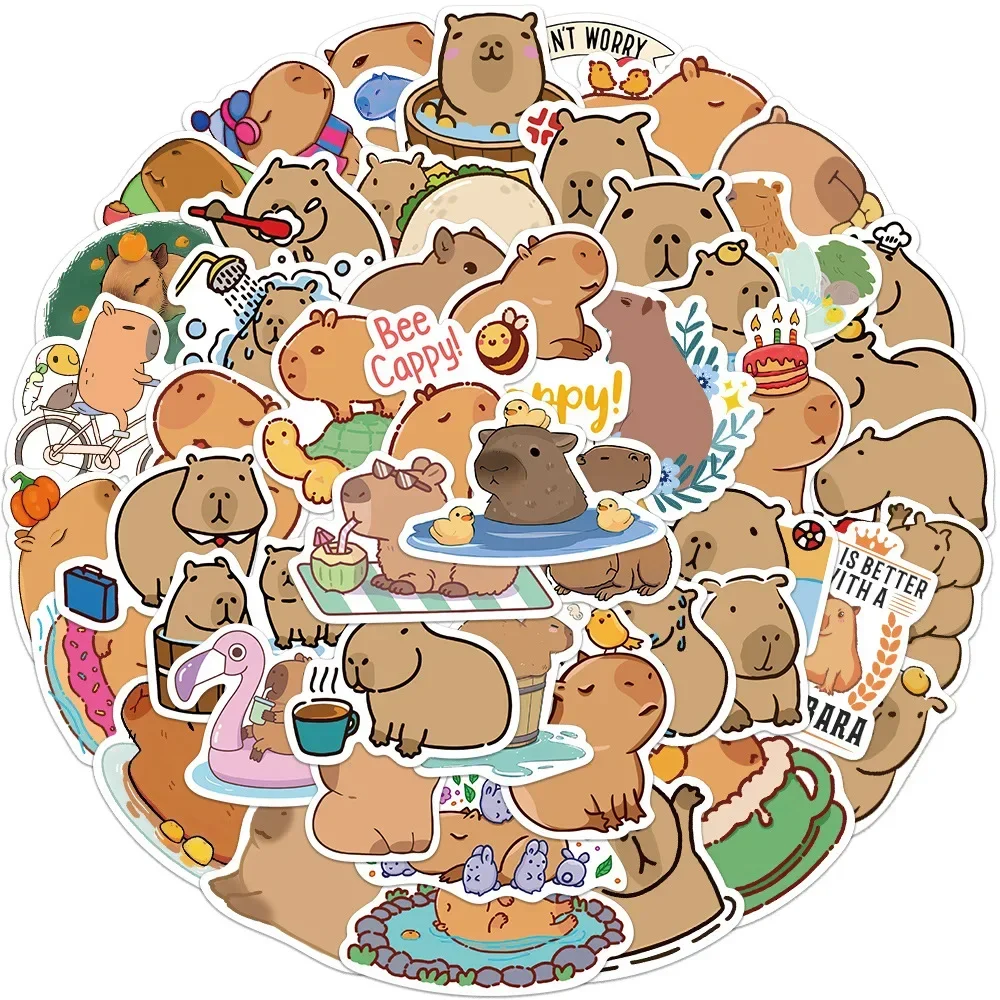 50PCS Cartoon Stickers Cute Animals Plump Capybara Graffiti Scrapbook Laptop Phone Luggage Diary Waterproof Toys