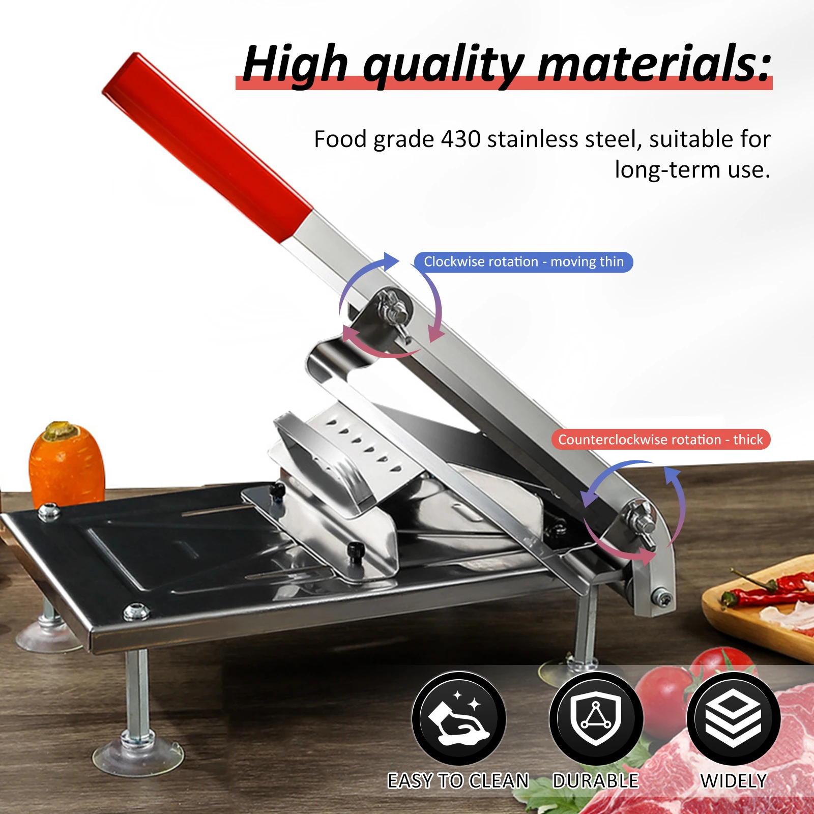 Mutton Roll Slicer Machine Stainless Steel Meat Slicer Beef Thin Slice Manual Frozen Meat Cutter for Meat Kitchen Accessories