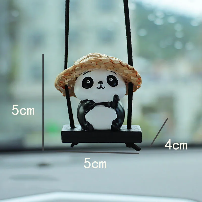 متأرجح الباندا قلادة سيارة ، مرآة الرؤية الخلفية شنقا الحلي ، اكسسوارات السيارات الديكور