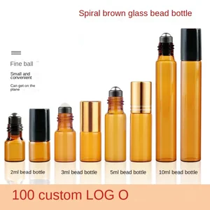 10pcs/lot Refillable Bottles for Cosmetics 2ml Glass Bottle 3ml Light-proof Roller Bottle 5ml Brown Essential Oil Bottle 10ml
