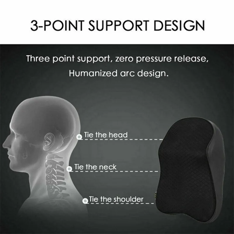 Comfortable Car Seat Neck Headrest Cushion Memory Cotton For Neck Back For Office Chair 3-point Support Design Reduce Fatigue