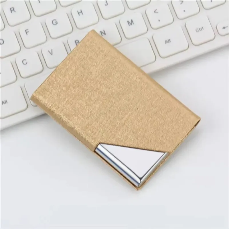 Elegant Magnetic PU Leather Business Card Holder – Sleek Stainless Steel Design