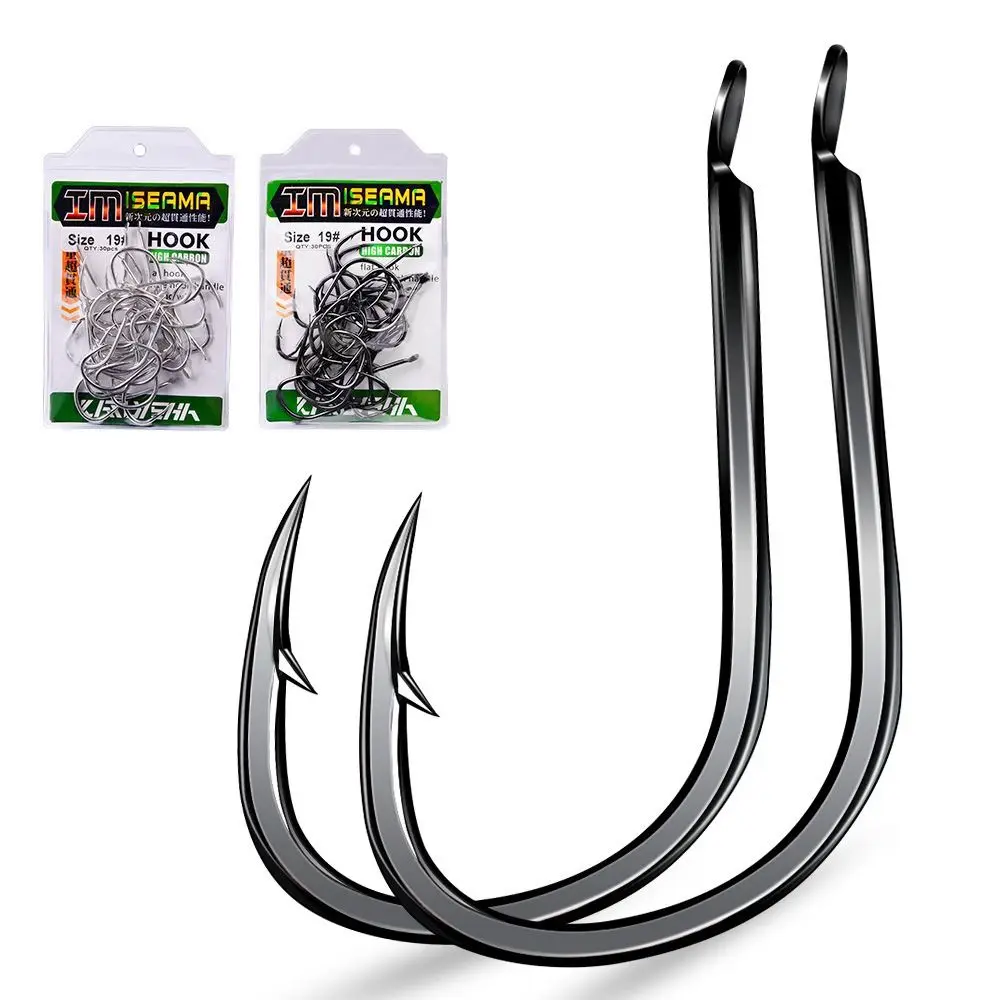 

High Carbon Steel Fishing Hook With Barb Sharpened Barbed Carp Hooks Durable Flat Single Fishhook for 30PCS Fly Fishing